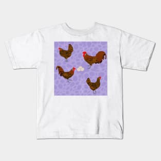 Golden Spangled Hamburg Purple Kids T-Shirt